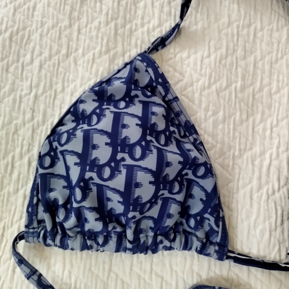 Dior Bikini Top Blue Oblique Technical Fabric Sz M - Picture 2 of 7